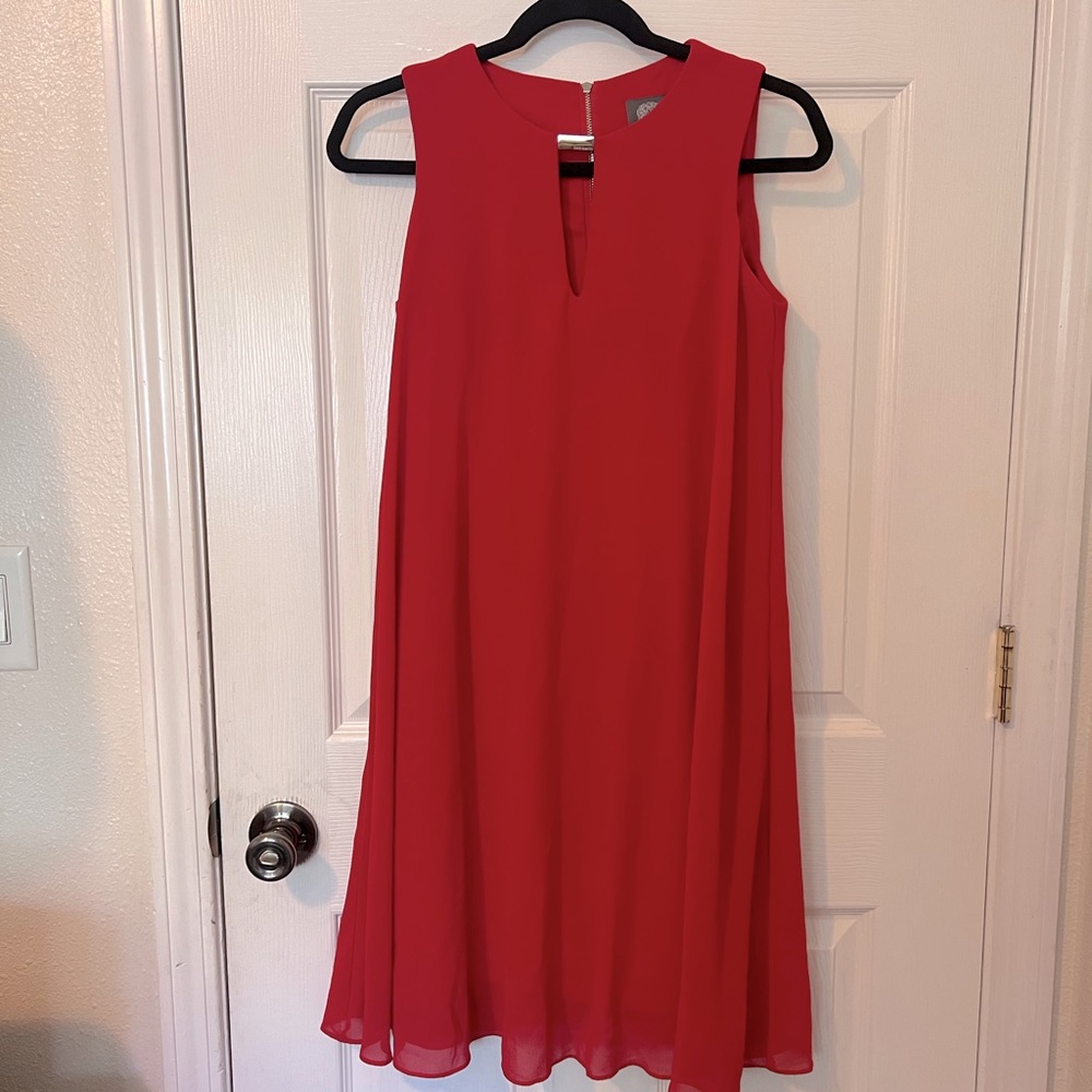 Vince Camuto Red Fitted Inside Layered Chiffon Outside Dress Size 2